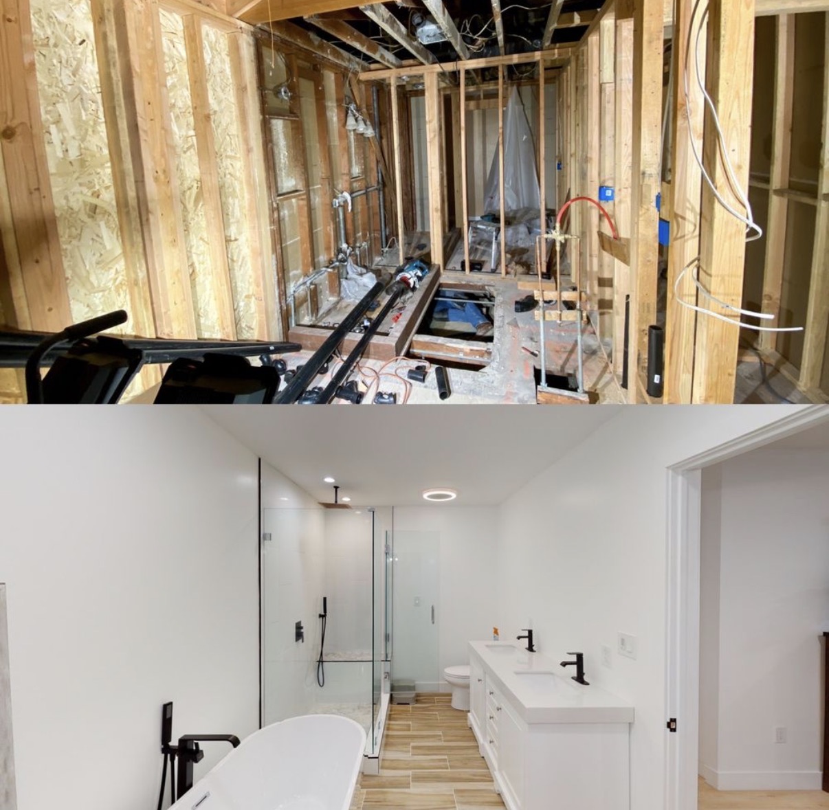Master bathroom remodel — before & after
